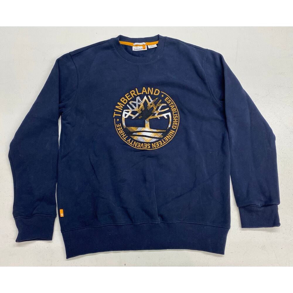 Men Timberland Regular Fit stitched logo graphic crewneck pullover sweatshirt M